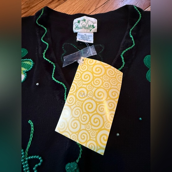 Quacker Factory St Patricks Day Cardigan Sweater Women Sz 1X Irish Shamrocks NWT - Picture 6 of 14